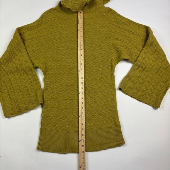 Sutton Studio Sweater Womens M Cashmere Chartreuse Cowl Neck Bell Sleeve Print - Picture 13 of 15